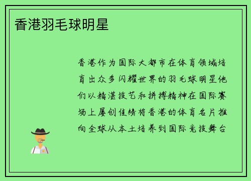 香港羽毛球明星